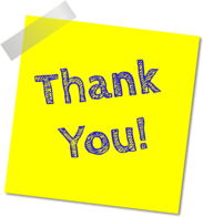 Stock image of a post-it note with 'thank you' written on it by Maklay62 from Pixabay.