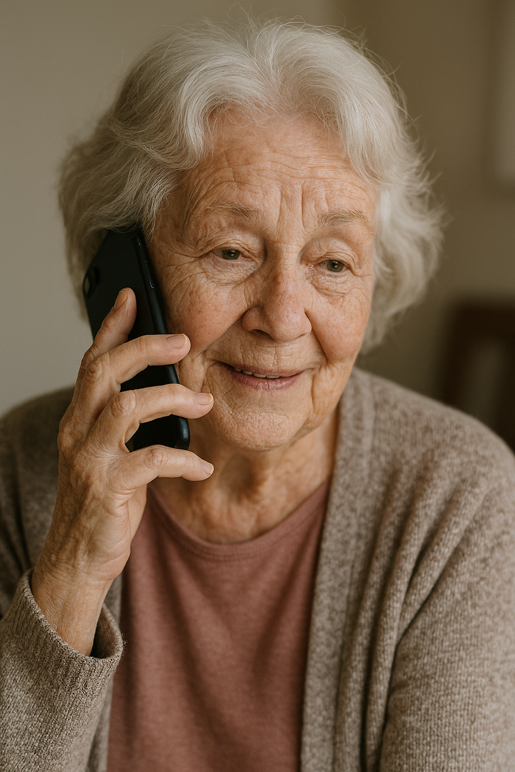 Elderly lady on phone