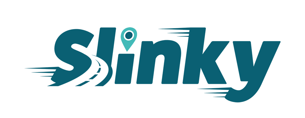 Slinky Somerset logo with stylised road and location pin, representing local transport branding.