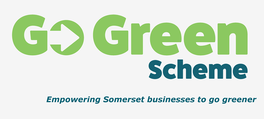 Go Green Scheme logo with the text 'Empowering Somerset businesses to go greener' underneath.