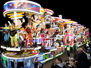 Image of a brightly lit carnival cart taking part in Bridgwater Carnival.