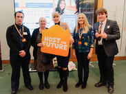 Leon, Pat, Di (Leaving Care Worker), Coleen (Leaving Care Worker) and Leon at the Host the Future event.