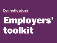 Domestic abuse Employers’ toolkit cover with bold white text on a purple background for workplace support resources.