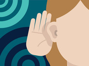 Illustration of a person holding a hand to their ear, symbolising listening or paying attention.