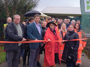 Ribbon-cutting ceremony marks the opening of a new section of the Strawberry Line walking and cycling route in Somerset.