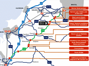 A map showing planned A38 and M5 J22 improvement locations, including Edithmead roundabout and key junction upgrades along the route.