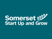 Somerset Start Up and Grow logo with upward arrows on a teal background.