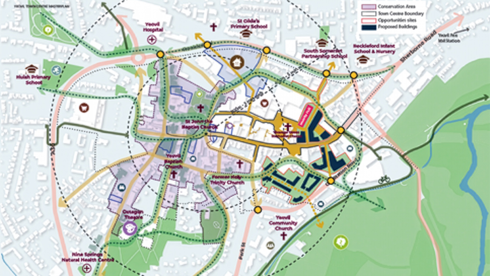 Diagram of Yeovil Town Centre Master Plan.