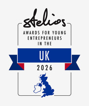 Stelios Awards for Young Entrepreneurs in the UK 2026 logo, featuring ribbon design and a map of the United Kingdom.