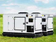 Two large portable power fuel generators at a commercial event.
