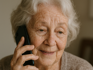 Elderly lady on phone.