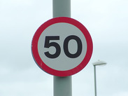 50 mph speed limit sign in the UK.