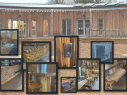 Collage of Ham Hill’s eco‑friendly visitor centre, showing the exterior and sustainable café interiors with timber and local stone.
