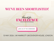 Graphic announcing We’ve been shortlisted for Awards for Excellence in recycling and waste management, with ceremony date and London venue.