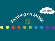Graphic reading “Focusing on MORE” with coloured dots, a food icon, and NHS Somerset and Somerset Council logos on a teal background.