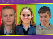 Headshot photos of Blake, Eva and Luca.