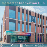 Exterior of the Firepool Centre for Digital Innovation in Taunton, shown as the Somerset Innovation Hub supporting fully funded business innovation.