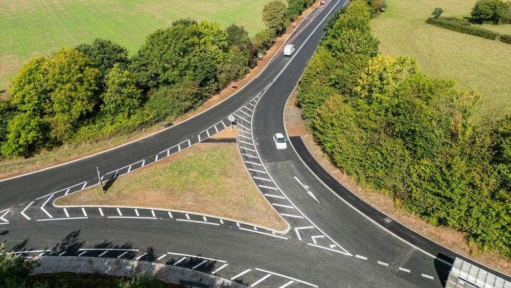 Aerial view of Junction 26 of the M5 motorway.