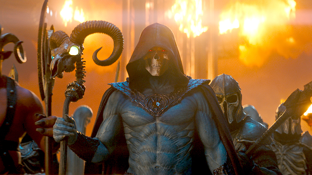 Official screenshot from Amazon MGM Studios’ 2026 Masters of the Universe film featuring Jared Leto as the villain Skeletor.