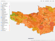 Interactive map of Somerset on VoteWind.org showing areas suitable for community wind turbines and wind development constraints.