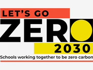Let's Go Zero logo with campaign slogan 'Schools working together to be zero carbon' promoting school climate action.