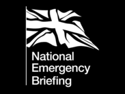 National Emergency Briefing logo featuring a stylised Union Flag in white on a black background.