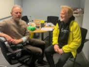 Kevin and his football teammate Mark visiting Colliers Court NHS Health Checks.