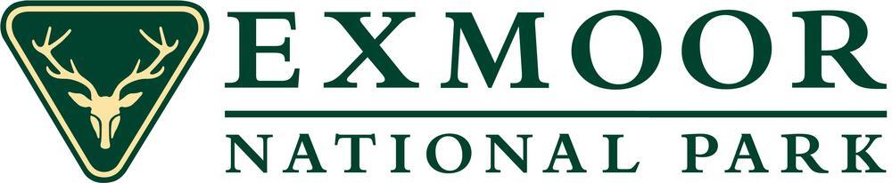 Exmoor National Park logo with green stag head emblem and Exmoor National Park text on a white background.