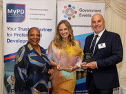 Sue Libard MBE DL, Dr Laura Devlin and Andy Lloyd at the PDG Awards, where Somerset's homelessness health service won national recognition.