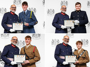 4 Lord-Lieutenant Cadets, clockwise from top left: Ewan, Simon, James and Thomas, with the Lord-Lieutenant of Somerset.
