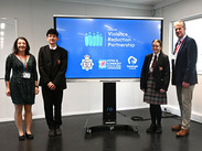 Left to right: Emmaline Kay, Community Safety Manager; Kieran and Ruby, Haygrove students and Youth Parliament members; Mark Matthews, Director.
