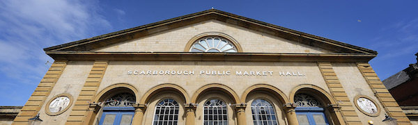 Picture of the front of Scarborough market hall building