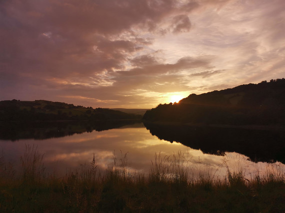 Damflask reservoir at sunset