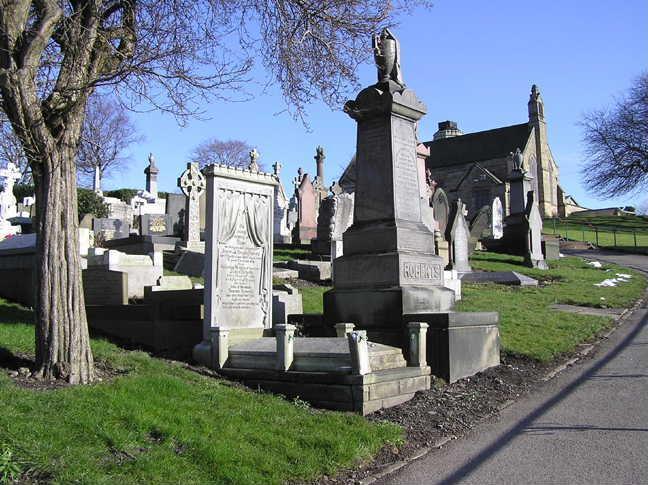 Headstones in a cemetery