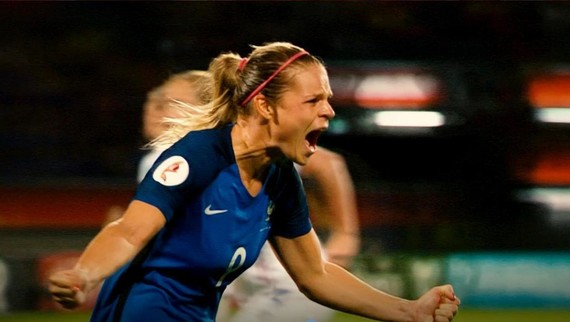 Woman playing football
