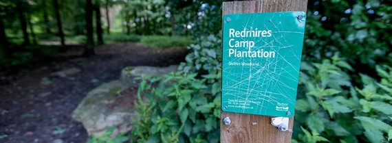 Sign for Redmires Camp Plantation