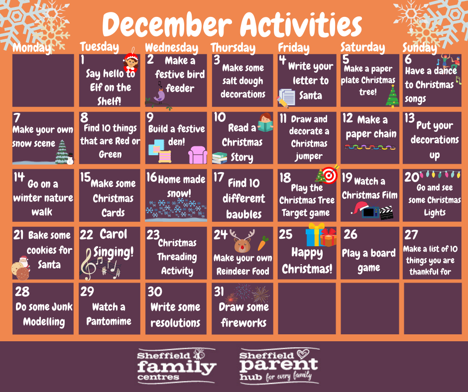 Sheffield Family Centres December Activity Calendar