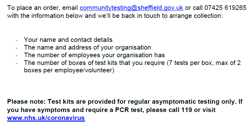 Free test kits