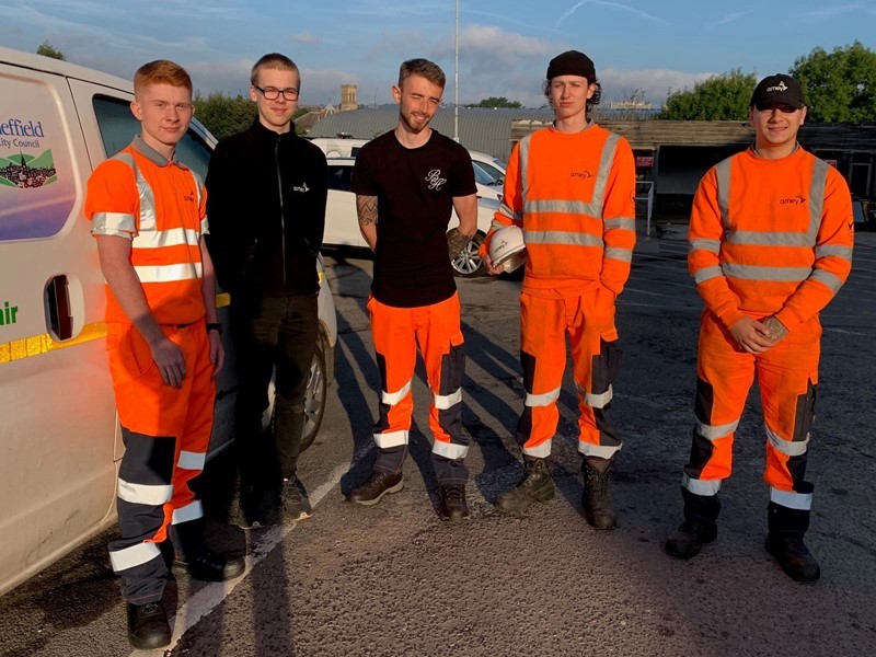 Some of Streets Ahead’s new apprentices (from left to right): Thomas Hydes, Joseph Liversidge, Ryan Sales, Luke Mills & Liam Roberts
