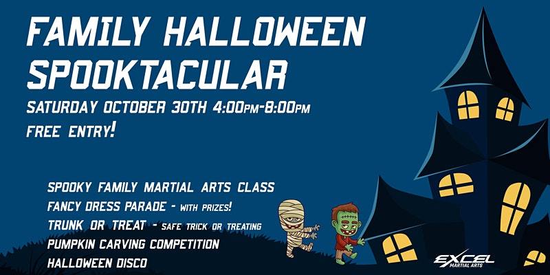 Spooky castle with ghosts and halloween themed pics