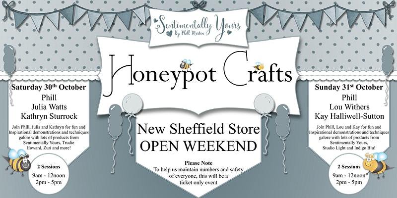 Honeypot Craft Shop poster with bees and hives 