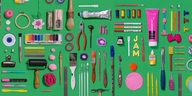 images of paints, brushes and various craft tools