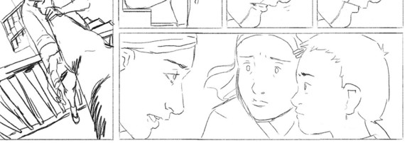 sketched image of woman and 2 children