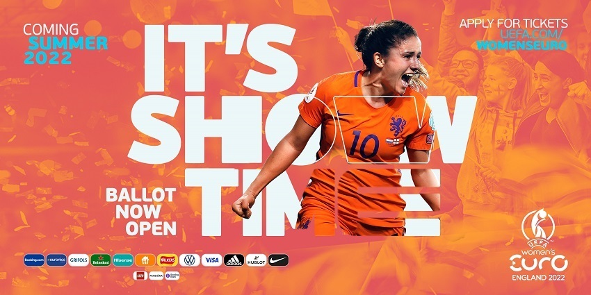 poster showing female footballer