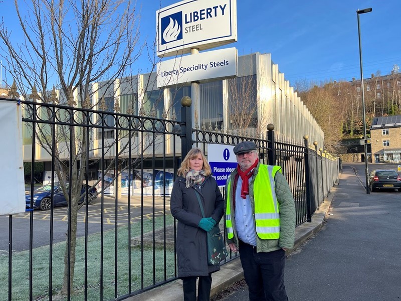 Cllrs Terry Fox and Julie Grocutt outside Liberty Steel