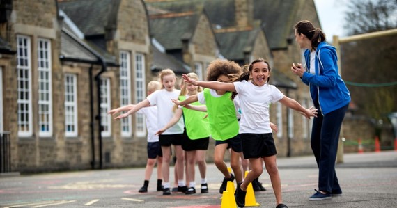 School children in playground