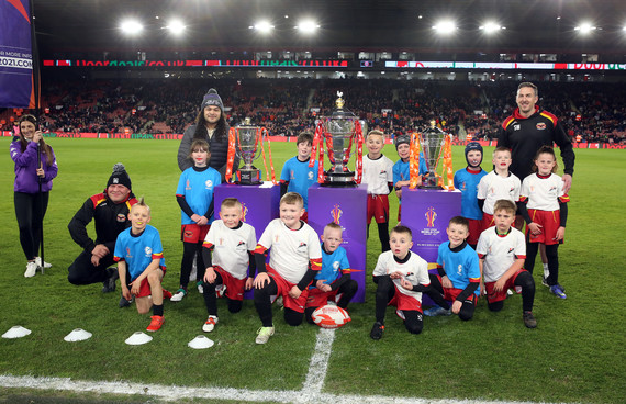 Rugby League trophies at Bramall Lane