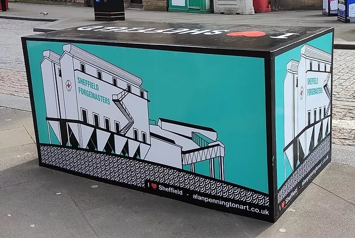 Sheffield city centre artwork on blocks
