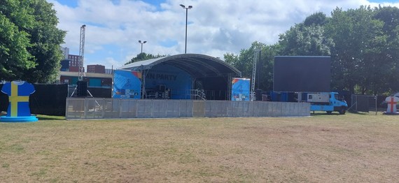 Our Fan Party with a giant screen