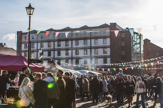 Quayside market in the sunshine